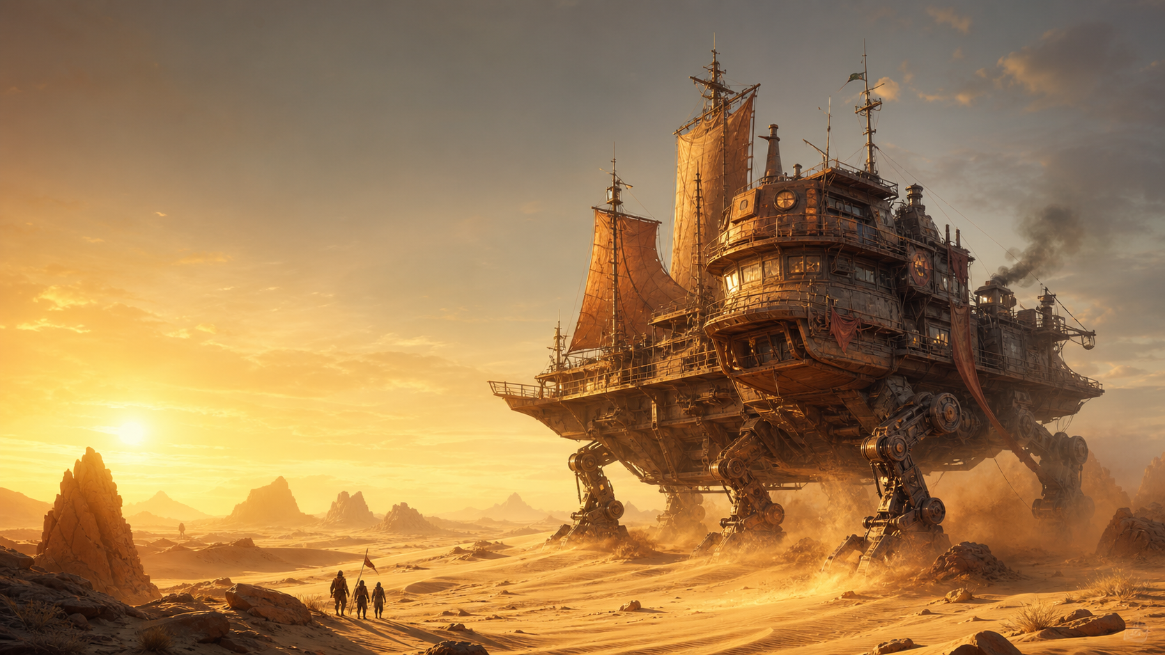 Original desert walking sandship hero artwork